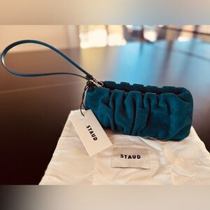 STAUD Rich Teal Clutch with Wristlet